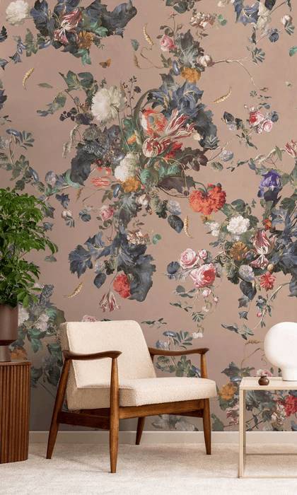 Vintage climbing plant wallpaper