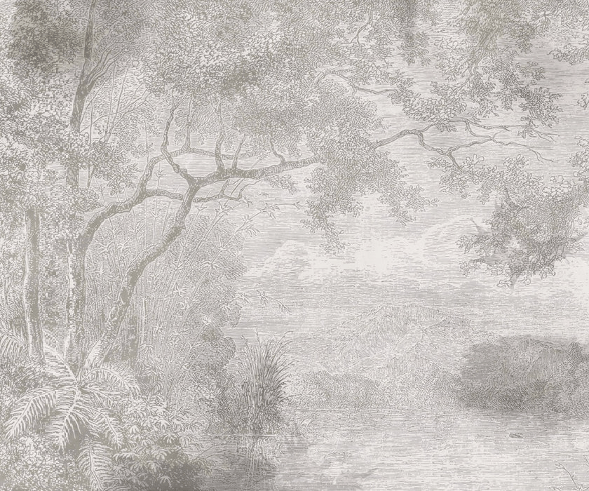 Panoramic wallpaper featuring a countryside landscape