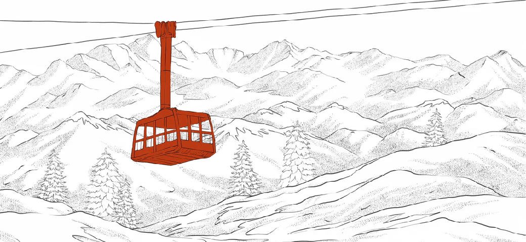 La Plagne red gondola lift wallpaper