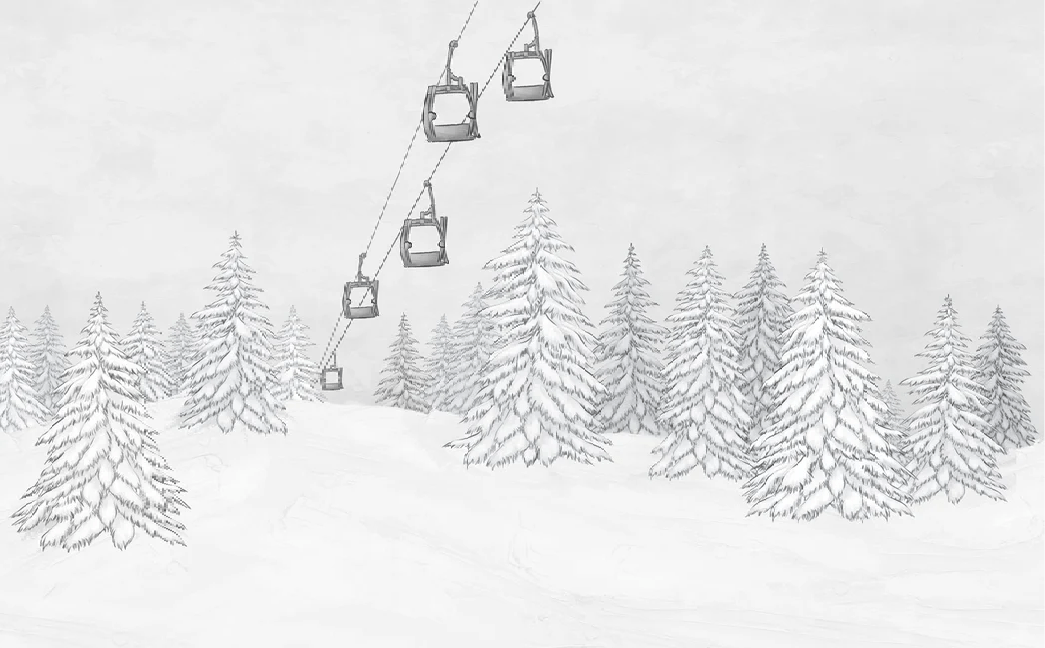 Black and white mountain cable car wallpaper