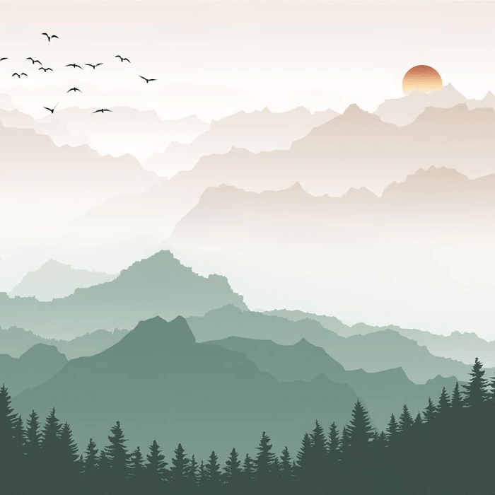 Terracotta mist mountain wallpaper