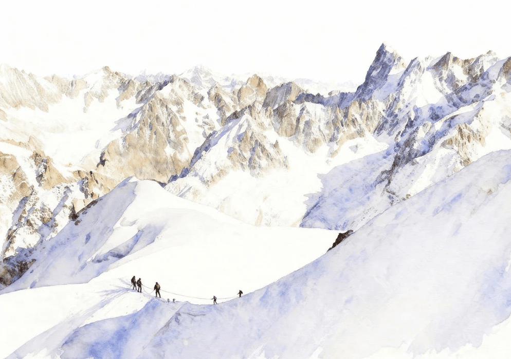 Papier peint alpinisme la cordée - Vallée blanche - Muralconcept