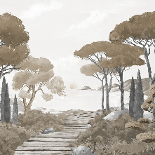 Papier peint balade dans les calanques brun