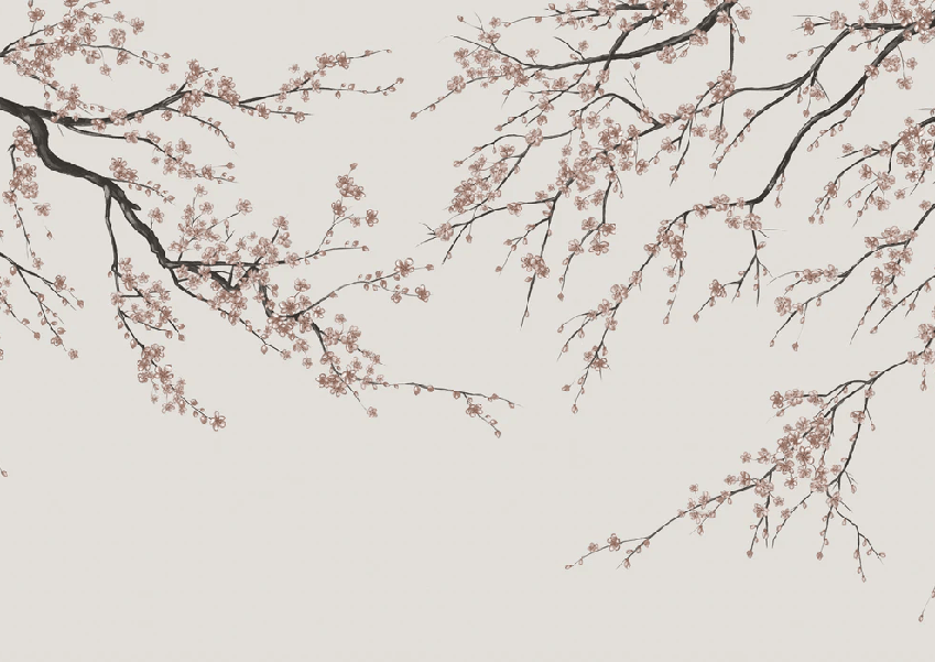 Sakura beige panoramic wallpaper