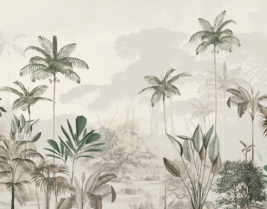 Green jungle eden panoramic wallpaper