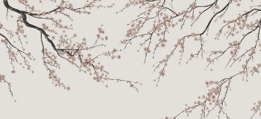 Sakura beige panoramic wallpaper