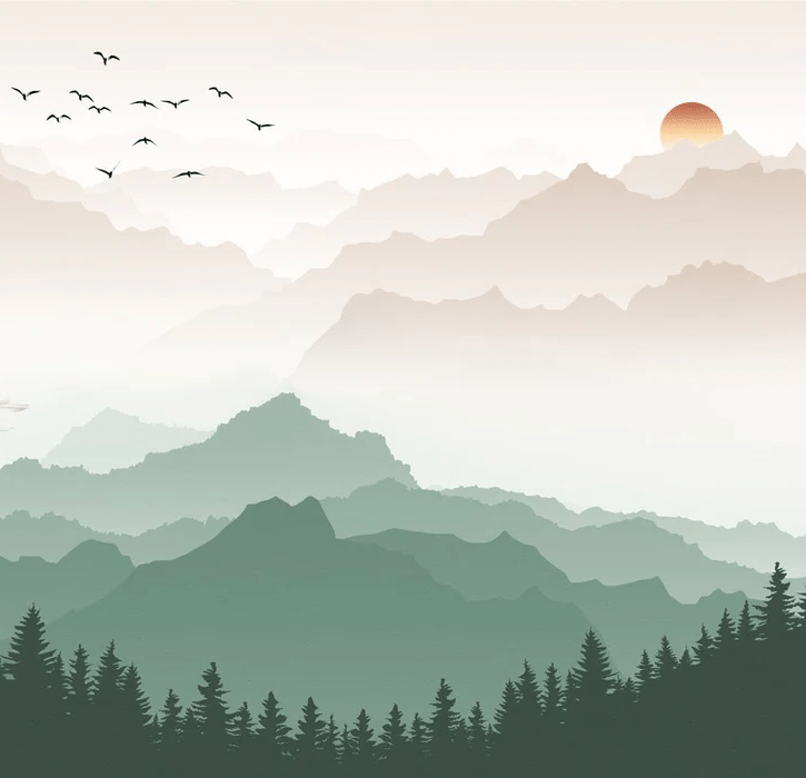 Terracotta mist mountain wallpaper