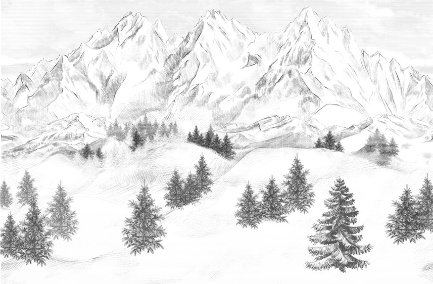 Papier peint montagne sommets de Chamonix, XXL, tendance