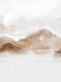 Wallpaper with misty mountains – Sepia glow