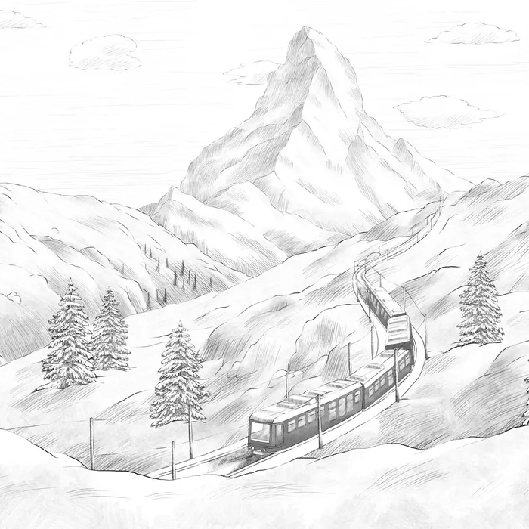 Black and white Matterhorn panoramic wallpaper