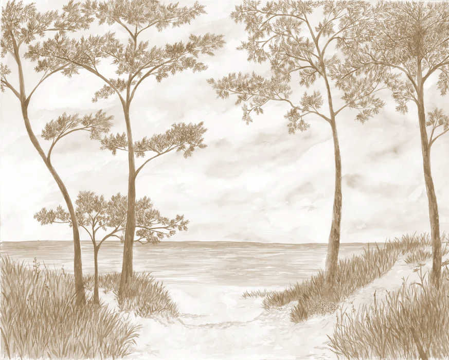 Maritime Pines and Dunes Wallpaper - Sepia