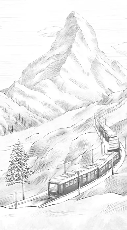 Black and white Matterhorn panoramic wallpaper