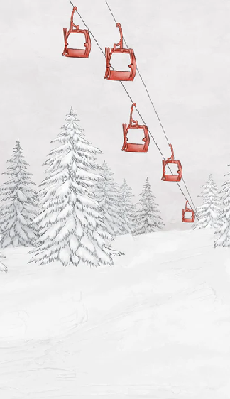 Papier peint montagne télécabine rouge