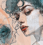 Papier peint visage féminin blue rose, XXL, tendance