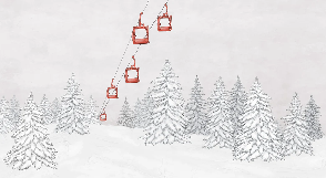 Papier peint montagne télécabine rouge