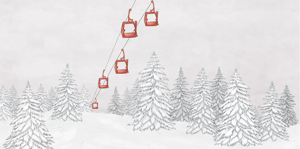 Red mountain cable car wallpaper