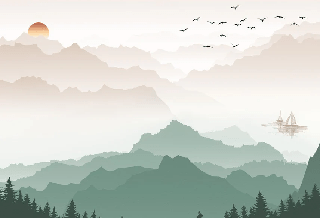 Terracotta mist mountain wallpaper