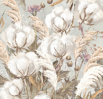Panoramic cotton flower wallpaper