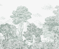 Papier peint panoramique Forêts et Monts vert