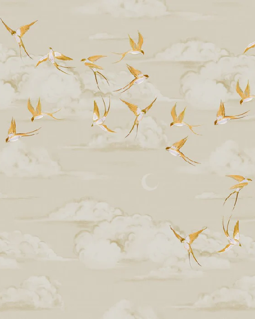 Papier peint bureau envol oiseau doré