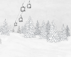 Black and white mountain cable car wallpaper