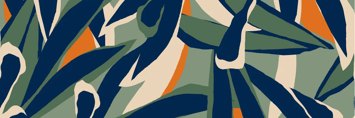 Panoramic wallpaper with plant sketch design