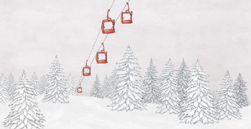 Red mountain cable car wallpaper