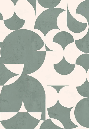 Papier peint rétro forme graphique vert ardoise, XXL, tendance