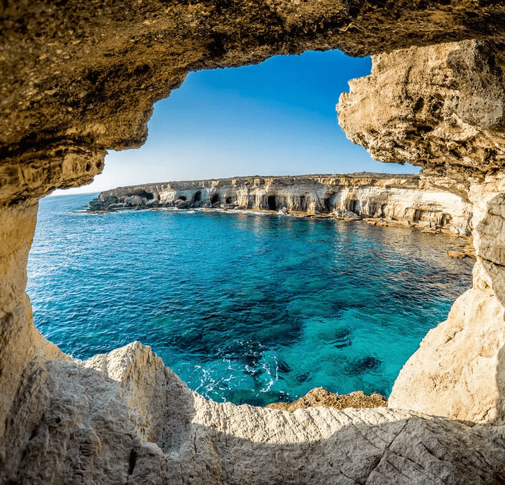 Marine cave bathroom wallpaper