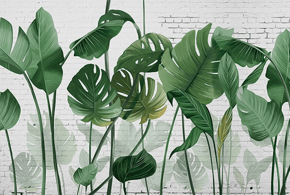 Vintage banana leaf wallpaper