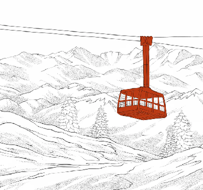 Papier peint La Plagne télécabine rouge