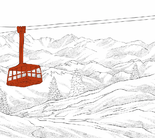 La Plagne red gondola lift wallpaper