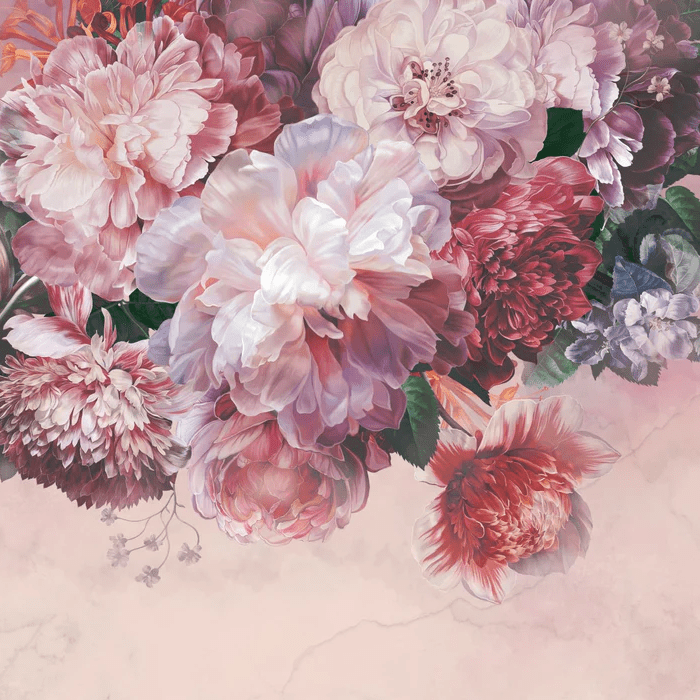 Papier peint panoramique pivoines rosé