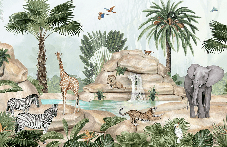 Animal oasis children's wallpaper
