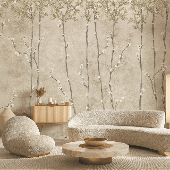 Japanese-style branches panoramic wallpaper