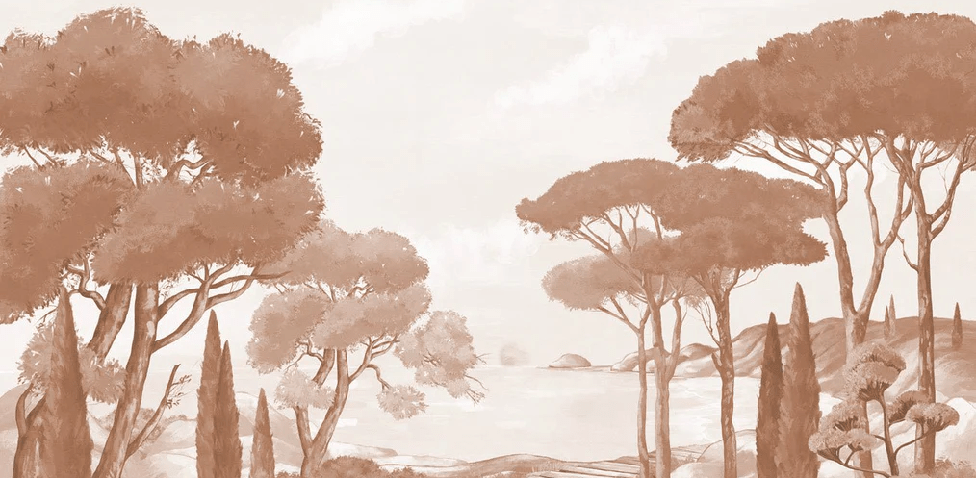 Papier peint balade dans les calanques terracotta - Muralconcept