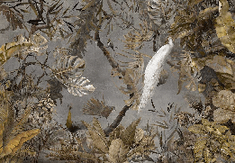 Imperial white peacock panoramic wallpaper