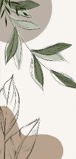 Taupe graphic plant panoramic wallpaper