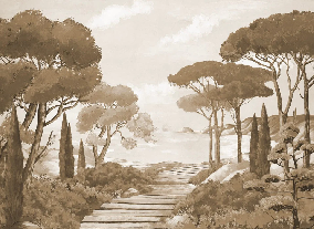 Papier peint balade dans les calanques monochrome