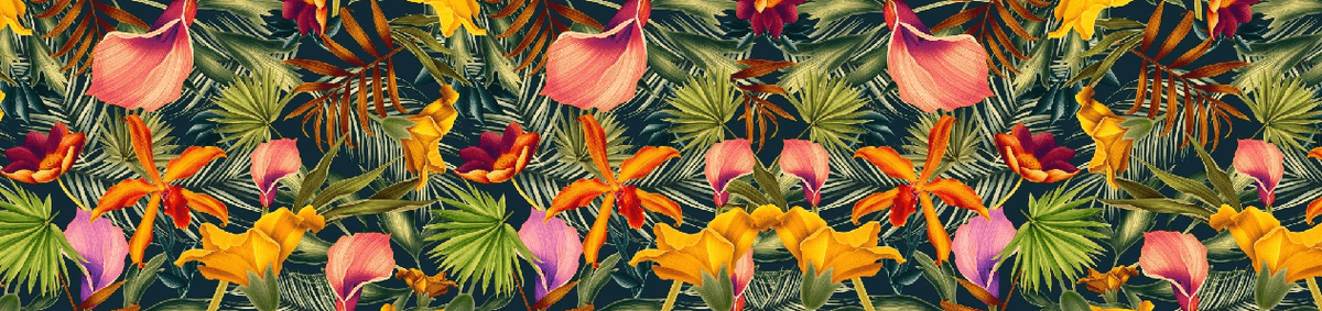 Orange Tropical Panoramic Wallpaper