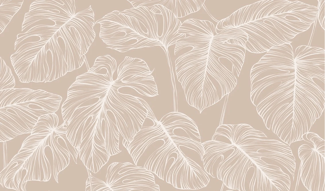 Monstera leaf wallpaper in sand