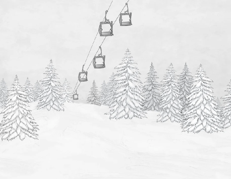 Black and white mountain cable car wallpaper