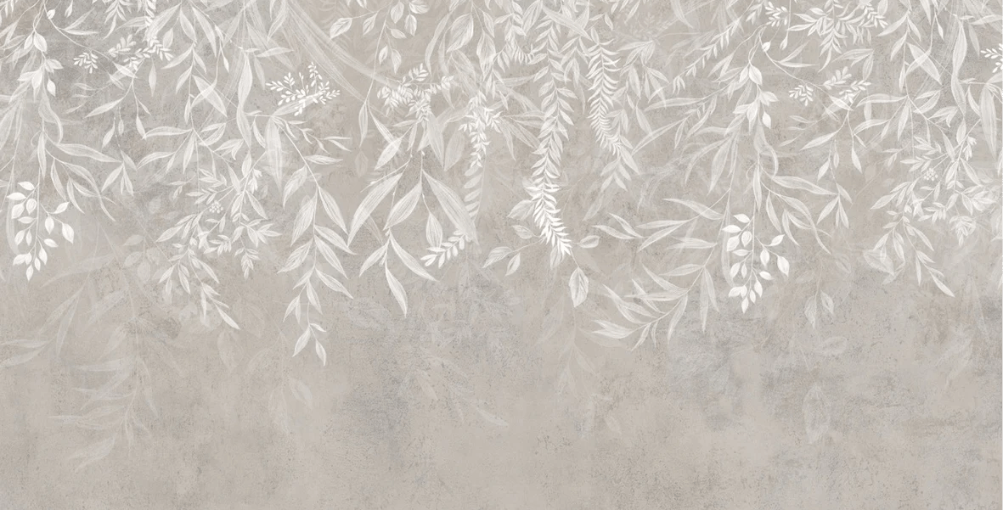 Papier peint design végétal moderne beige