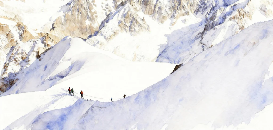 Papier peint alpinisme la cordée - Vallée blanche