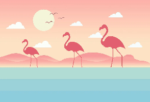 Tropical flamingo children's wallpaper