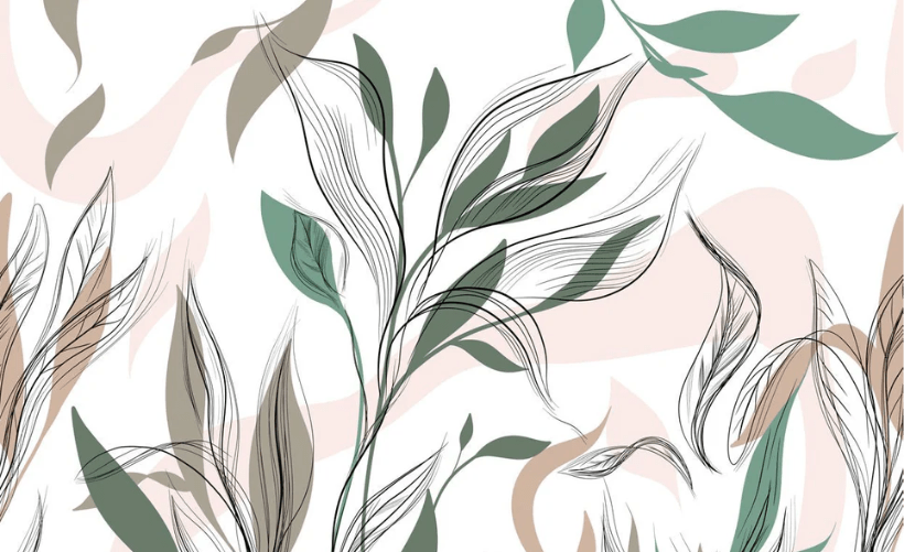 Panoramic graphic flower wallpaper