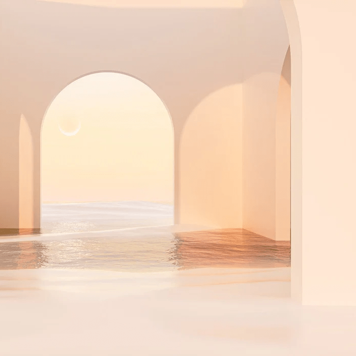 Panoramic wallpaper design sunset arch