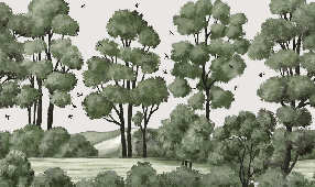 Green forest river landscape wallpaper