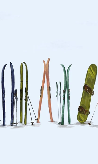 Blue colored skis wallpaper