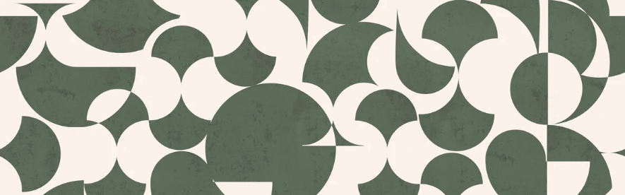 Papier peint rétro forme graphique vert - Muralconcept